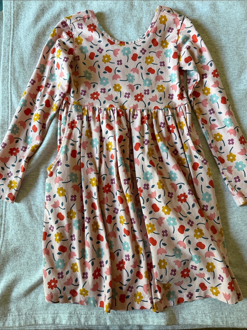 Hanna Andersson Pink Floral Long-Sleeve Cotton Swing Dress